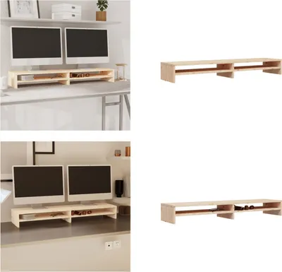 Produktbild von vidaXL Monitorständer 100x24x13 cm Massivholz Kiefer - Monitorständer - Schreibtischaufsatz - Monitorerhöhung - Monitorerhöhungen