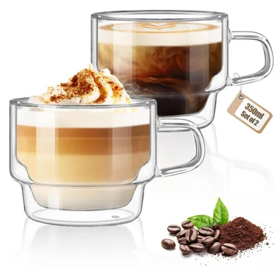 Productafbeelding van Koffieglazen, Latte Macchiato, dubbelwandig, 350 ml, set van 2, transparant