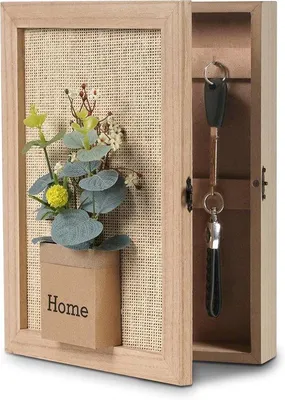 Produktbild von Famanu Schlüsselbox mit Haken - Dekorativer Schlüsselhalter - Wandmontage - 6 Stück - 30 x 22 x 6 cm