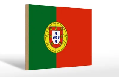 Produktbild von Holzschild Flagge Portugals 30x20cm Flag of Portugal