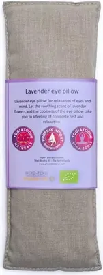 Imagen del producto de Almohada para los ojos con aroma a lavanda, ecológica, color taupe -- 140 g; 22x8 cm. Disponible para comprar en línea
