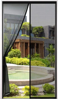 Produktbild von Unyqoos® Fliegengitter mit Magnetverschluss – Insektenschutzvorhang für Balkon- & Terrassentüren, Schwarz, Polyester, 90 x 210 cm, 7 Magnetpaare, Klettmontage