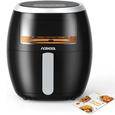 Image de Friteuse à air chaud - 7,7 litres - 1800 W - Fenêtre de visualisation - Cuisson sans huile - Panier antiadhésif amovible - Température et minuterie réglables