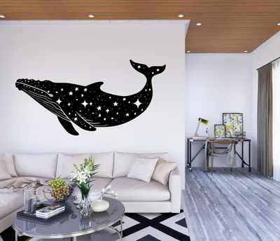 Produktbild von Decords Wandtattoo – Walsilhouette mit Sternen, 180 cm