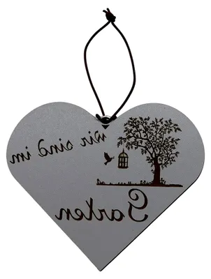 Produktbild von Herz Aufhänger für den Garten, weißes Schild als Geschenk und Dekoration