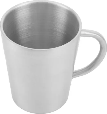 Produktbild von 300ml Tragbarer Becher 304 Edelstahl Doppelwandig Isoliert Kaffee Bier Becher mit GriffMatt Silber