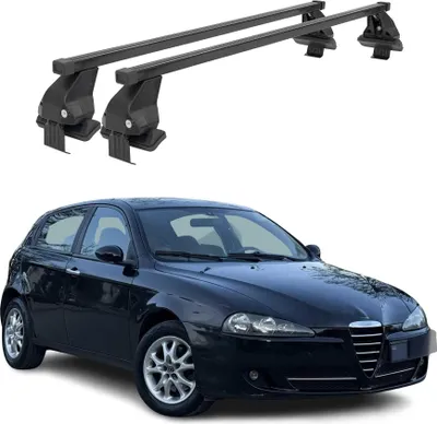 Image de Barres de toit transversales Menabo pour Alfa Romeo 147 3 portes 2000-2010 Noir