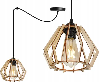 Image de Suspension moderne en bois avec éclairage LED