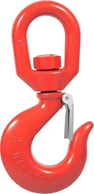 Produktbild von Wirbelhaken mit Sicherheitslasche - Lasthaken - 7 t/7000 kg Tragfähigkeit - 360° Drehbar - Legierter Stahl - Für Gabelstapler, Krane, Anhänger - Rot