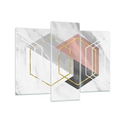 Produktbild von Bilder auf glas - 3 Teile - Zahlen Weiß Golden - 130x100cm - Glasbilder - Wandbilder - Bilder - zum Aufhängen bereit - Wanddekoration aus Glas - Glas Bilder - Wandbild auf Glas - GCB130x100-5087