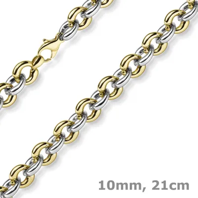 10mm-Phantasiearmband-aus-585-Gold-gelb-weiß-21cm