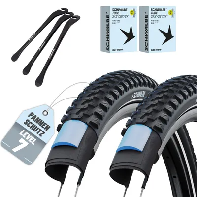 Produktbild von 2er Set Schwalbe Reifen Marathon Plus MTB Schwarz Reflex 27.5 x 2.10 (54-584) + AV + 3x MSZweirad Reifenheber