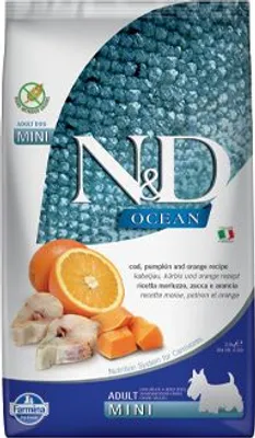 Produktbild von Farmina Pet Food N&D Ocean, Adult, jede Rasse, Klein (5-10 kg), Kabeljau, Kürbis, 2,5 kg