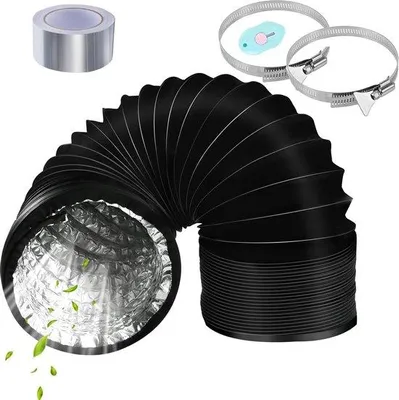Immagine prodotto di Tubo di scarico flessibile 125 mm, nero, 2 m, in alluminio e PVC