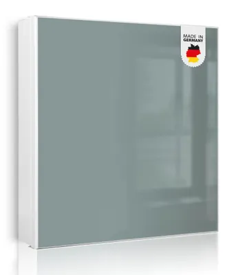 Produktbild von banjado Schlüsselkasten aus Metall, 30x30cm groß mit 32 Haken, als Magnettafel nutzbar, Korpus weiß, Anschlag rechts, Grau [SKGW1-0028]