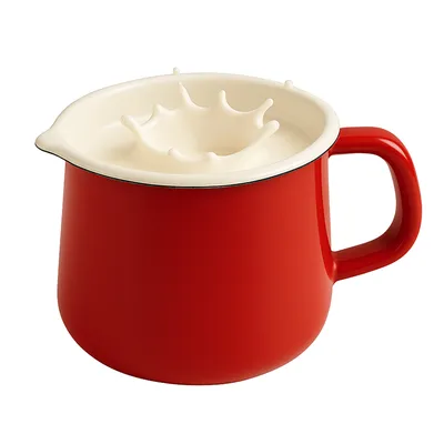 Obrázek produktu pro Smaltovaný hrnec na mléko 1,1 litru - s výlevkou a držadlem - Ø14 cm - pro všechny typy varných desek - červený