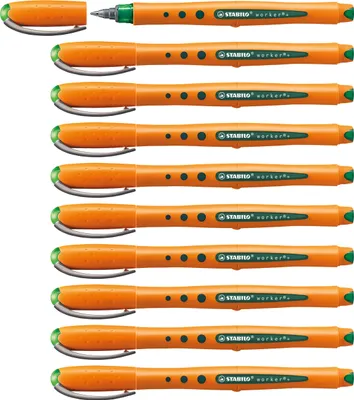 Produktbild von Tintenroller - STABILO worker+ - fein - 10er Pack - grün