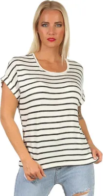 Produktbild von Damen Oberteil T-Shirt Gestreift Shirt Kurzarm Rundhals Sommer;  Muster 1 S