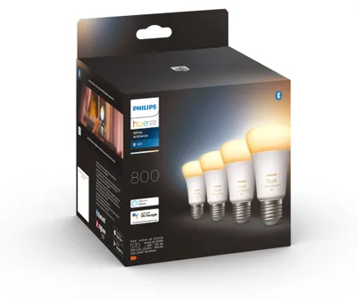 Zdjęcie produktu dla Philips Hue White ambiance Inteligentna żarówka A60 E27 - 800 (4 szt.), Inteligentne żarówki, Bluetooth, Biały, LED, E27, A60