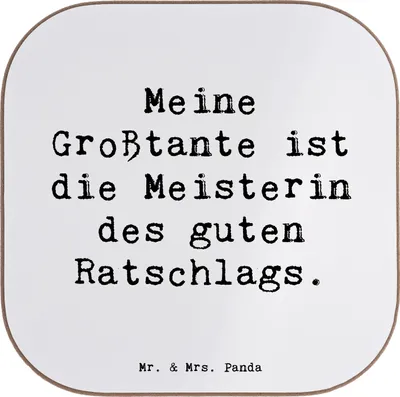 Produktbild von Mr. & Mrs. Panda Personalisierter Untersetzer Großtante Ratschlag - Weiß - Geschenk, Bierdeckel, personalisiert, herzerwärmende Sprüche, emotionale Unterstützung
