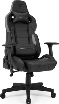 Zdjęcie produktu dla Fotel gamingowy SENSE7 Sentinel – czarny – ergonomiczny fotel biurowy, fotel przy biurko, nośność 150 kg, podłokietniki 3D, funkcja kołysania, fotel szefa, fotel komputerowy, skórzany