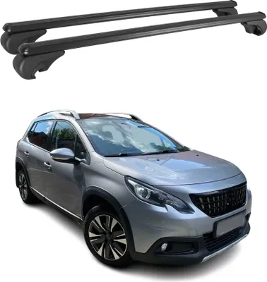 Image de Barres de toit Transversales pour Peugeot 2008 2013-2020 Aluminium Noir