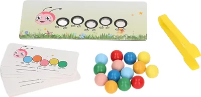 Produktbild von Lernspielzeug Perlenspiel für Kinder, Brettspiel mit bunten Kugeln, Montessori Spielzeug - CATERPILLARI