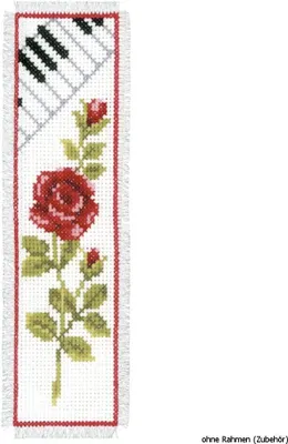 Produktbild von Vervaco Lesezeichen "Rose mit Klavier", Zählmuster