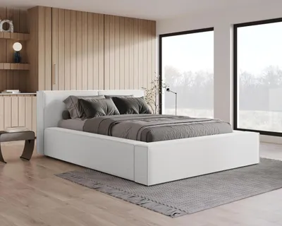 Produktbild von Chilly Möbel Design Polsterbett Lugano Weiß Bouclé Stoff 140x200cm mit Stauraum - modernes Design
