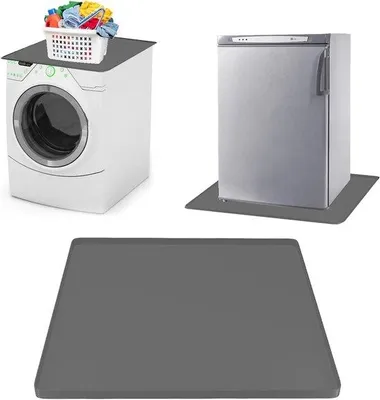 Obrázek produktu pro Podložka pod pračku/lednici – ochrana podlahy – ochrana spotřebičů – zvýšené okraje – 60 x 60 cm – šedá barva