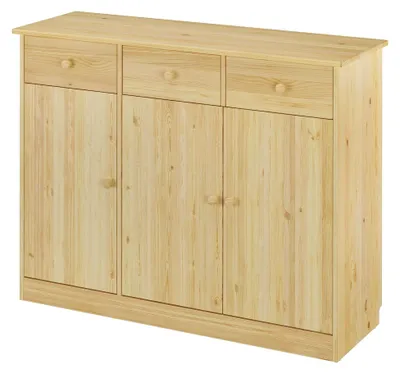 Produktbild von Highboard Kommode Anrichte Kiefer Sideboard Natur mit 3 Schubladen und 3 Türen