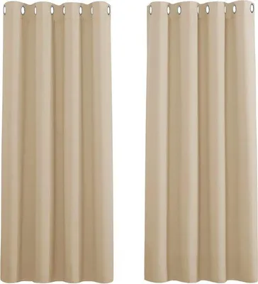 Immagine prodotto di Tende oscuranti Unyqoos® con passanti, set da 2, 140 x 175 cm per pezzo, blu scuro – isolanti termicamente, bloccano il 60-75% della luce, 230 g/m²