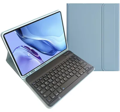 Produktbild von Mobigear Keys iPad Air 11 Zoll (2025) Schutzhülle mit QWERTZ-Bluetooth-Tastatur, Klappdesign und Stifthalter - Blau