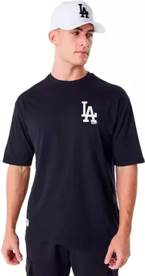 Produktbild von Los Angeles Dodgers New Era T-Shirt ESSENTLS, Offizieller Fanartikel, Schwarzes Shirt mit LA-Logo und MLB-Branding, 100% Baumwolle