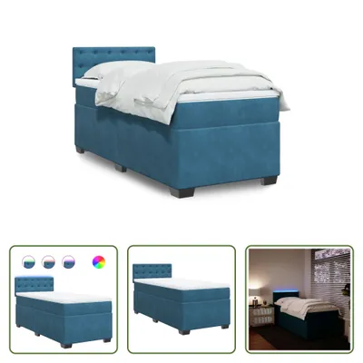 Produktbild von The Living Store Boxspringbett mit Matratze Blau 90x190 cm Samt