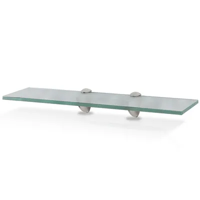Image de TolleTour Étagère en verre 50x10x0,8 cm avec support Fond en verre Étagère murale Étagère de salle de bain Étagère suspendue Verre laiteux