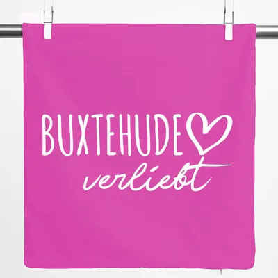 Produktbild von Huuraa Kissenbezug Buxtehude verliebt 40x40cm Fuchsia Baumwolle Dekokissenbezug Geschenkidee