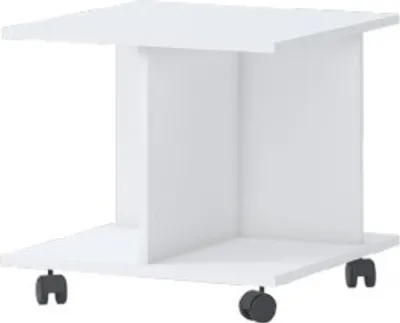 Produktbild von Beistelltisch auf Rollen 08, Farbe: Weiß - Abmessungen: 50 x 55 x 55 cm (H x B x T)