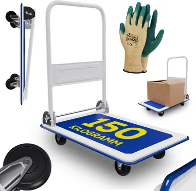 Produktbild von TroniTechnik® Transportwagen Plattformwagen klappbar, 150 kg Tragkraft mit Antirutschbeschichtung, Ladefläche 72x48 cm