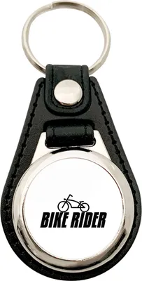 Produktbild von Huuraa Schlüsselanhänger Bike Rider Fahrrad Metall mit Kunstleder Schlüsselring Einkaufswagenchip Geschenkidee