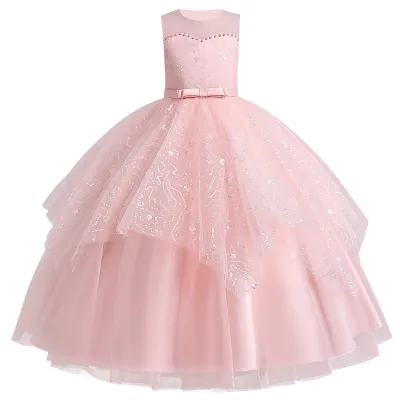 Immagine prodotto di Abito IDOPIP per bambini, bambine, ideale per matrimoni, in pizzo e tulle, senza maniche, con ricami