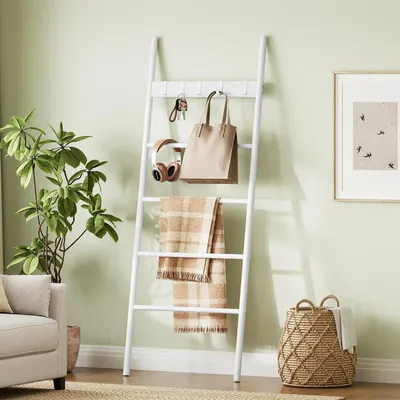 Produktbild von Handtuchleiter Kleiderständer mit 5 Haken 60 x 2 x 177 cm Weiß