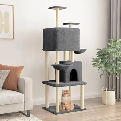 Produktbild von Kratzbaum mit Sisal-Kratzsäulen Dunkelgrau 180 cm, Katzenkratzbaum, Katzenmöbel, Kratztonne Für Katzen, Aktivitätskratzbäume, Katzen Zubehör - 172033