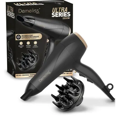 Produktbild von Haartrockner – – Demeliss Ultra Serie – Diffusor – 3 Temperaturstufen – 2200 W – Schwarz