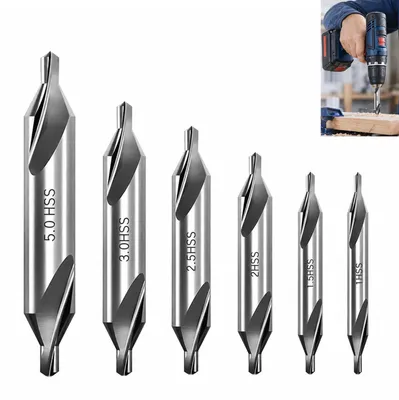 Zentrierbohrer-Satz 6-tlg., HSS, 60°, 1–5 mm, für Metall