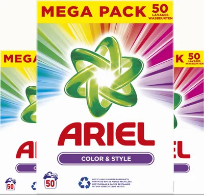 Image de Lessive en poudre Ariel - Couleur - 150 lavages (3 x 50) - Pack économique