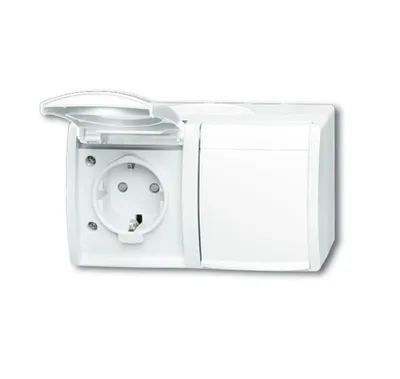 Produktbild von BJ Ocean Steckdose mit 20/2 EBW-54 Klappdeckel waager 2fach AP