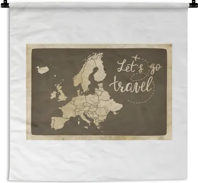 Produktbild von MuchoWow® Wandteppich Wandbehang Europa Karte - Vintage - Zitate 150x150 cm Tapisserie Dekoration Wandtuch - Wohnaccessoires - Modernes
