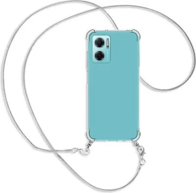 Produktbild von Handykette Backcover-Schutzhülle mit Band (Metall silberfarben) für Xiaomi Redmi 10 5G / Note 11E - silberfarbene Kette Snake