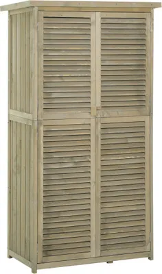 Produktbild von Geraeteschuppen 87x46.5x160 cm Grau Geraetehaus Gartenschrank Geraeteschrank Holz Mit Asphaltdach Lamellentuer 4 Faecher
